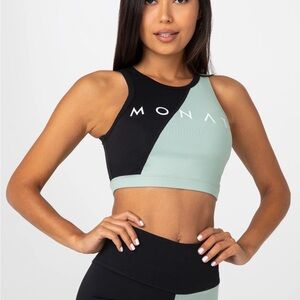 Monat Women's Black and Mint Tank Top